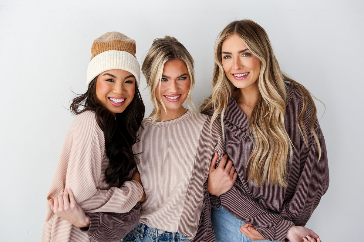 models wearing casual corded tops