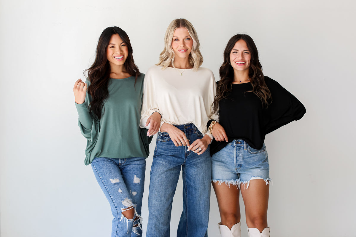 models wearing basic tops