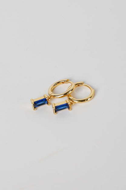 Stella Blue Gemstone Charm Mini Hoop Earrings