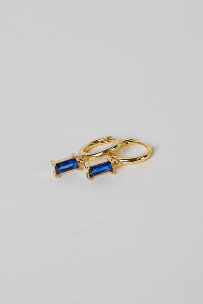Stella Blue Gemstone Charm Mini Hoop Earrings