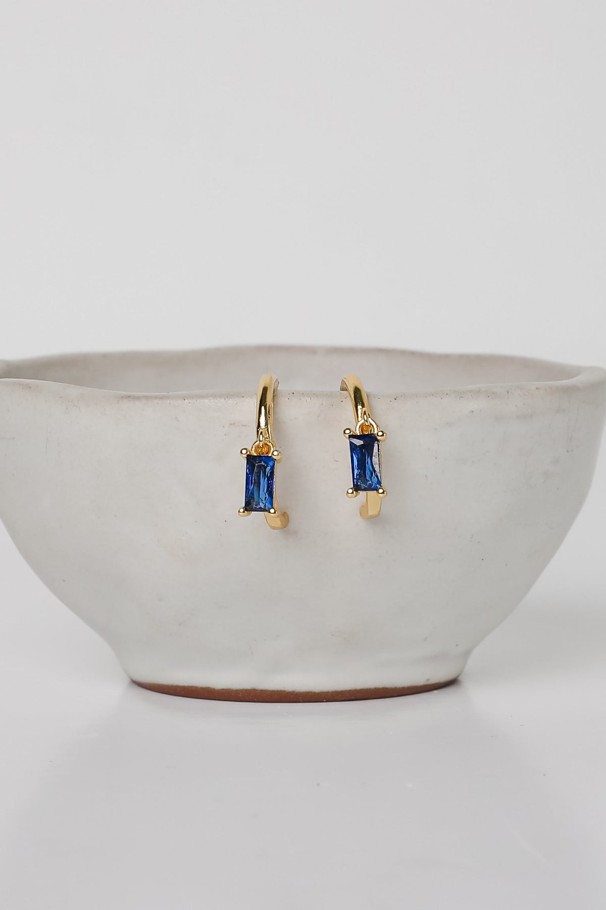 Stella Blue Gemstone Charm Mini Hoop Earrings