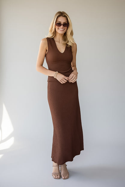 Off To The Hamptons Textured Brown Tank