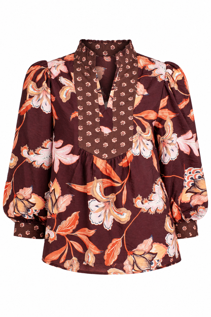 Autumn Detour Brown Floral Blouse