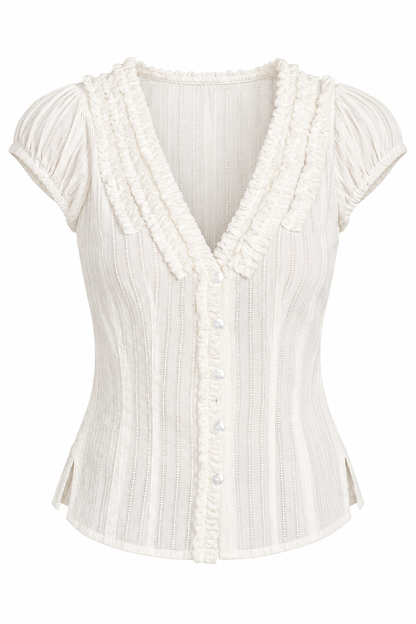 Delicate Details Off White Textured Blouse