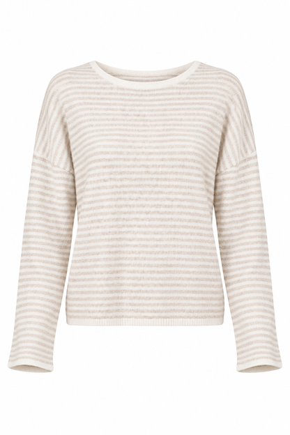 Day By Day Oatmeal Striped Knit Top