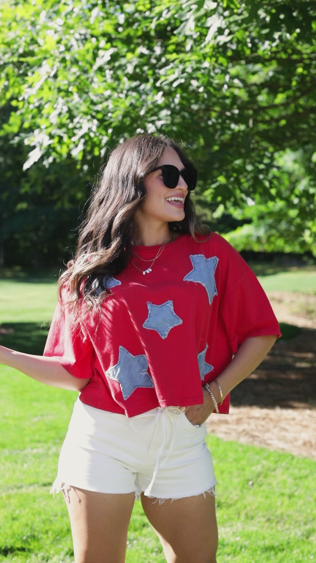 Americana Star Patch Red Tee