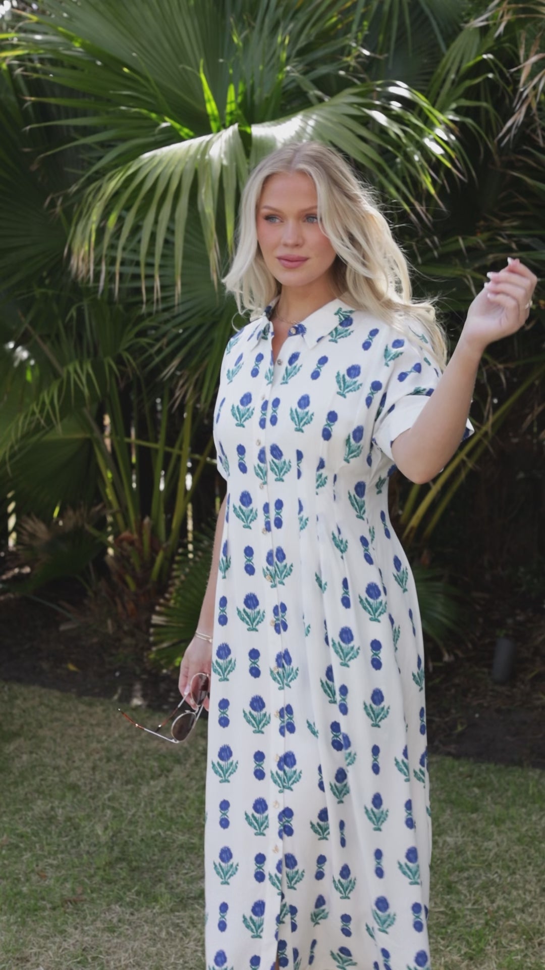 French Florals White Printed Midi Dress