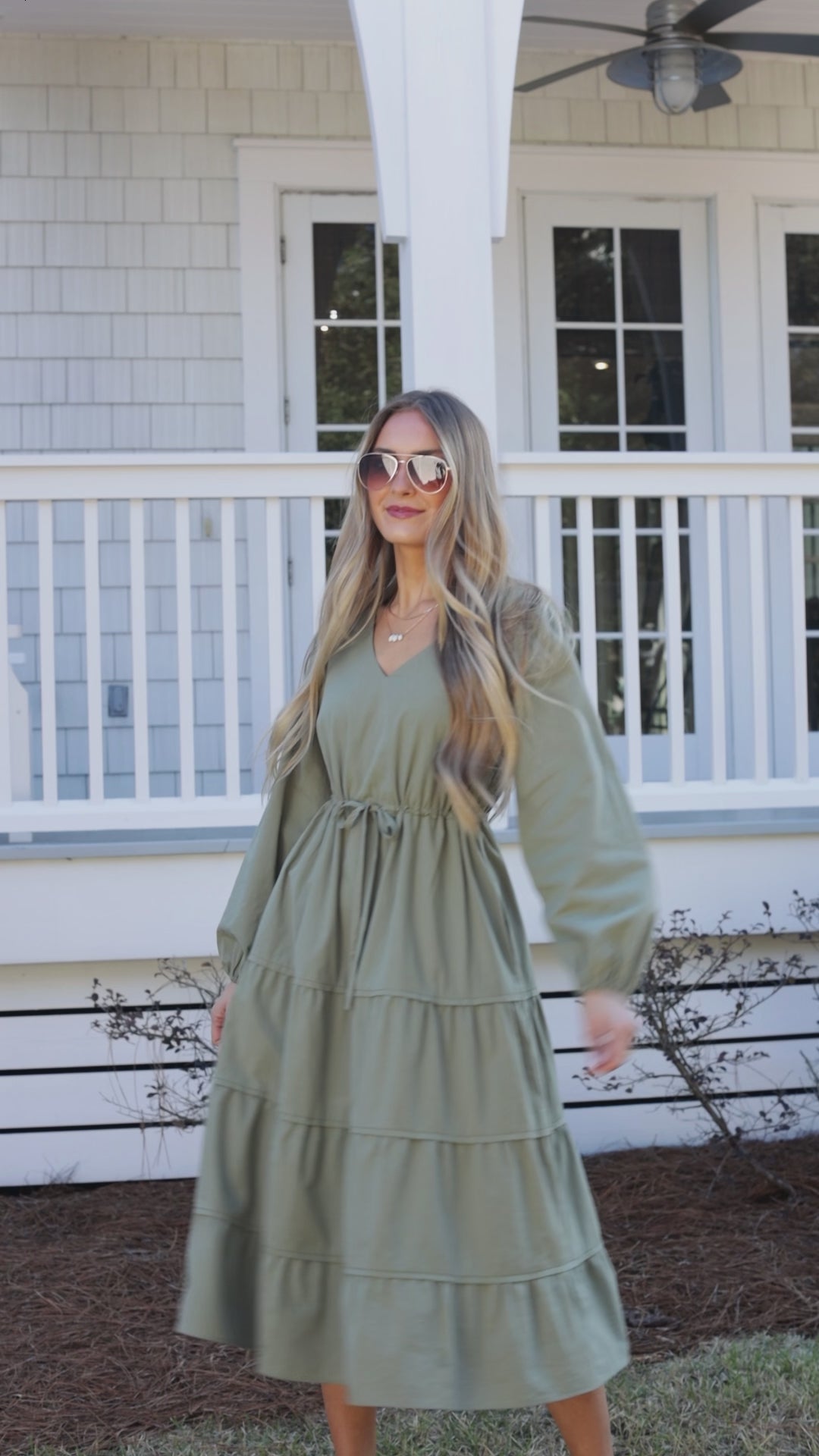 FINAL SALE - Olive Aura Tiered Maxi Dress