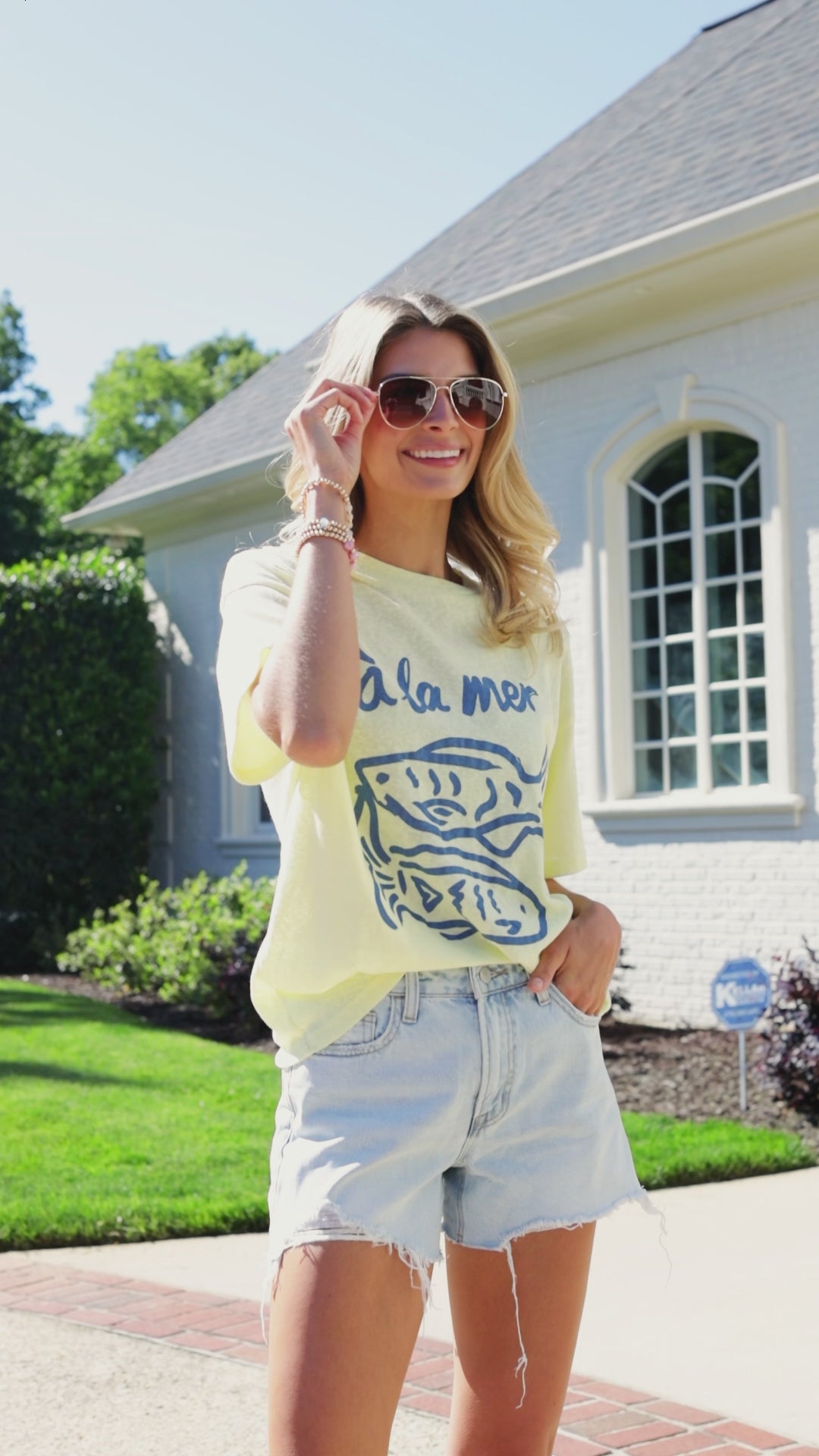 À La Mer Yellow Graphic Tee