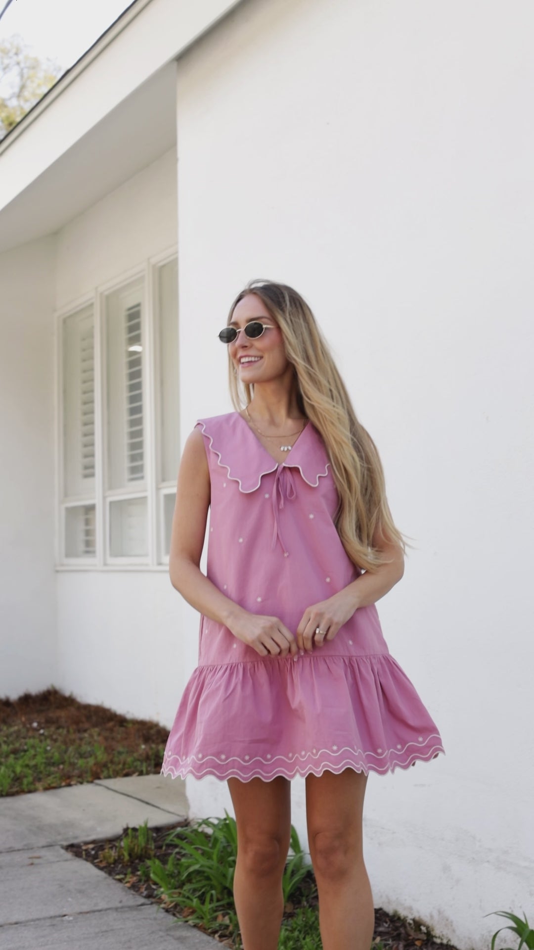 Nothing Compares Ruffle Collar Mauve Mini Dress
