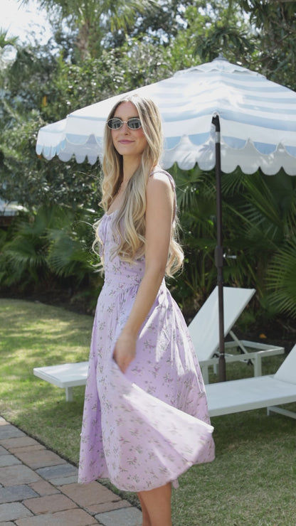 Meadow Bloom Lavender Floral Midi Dress
