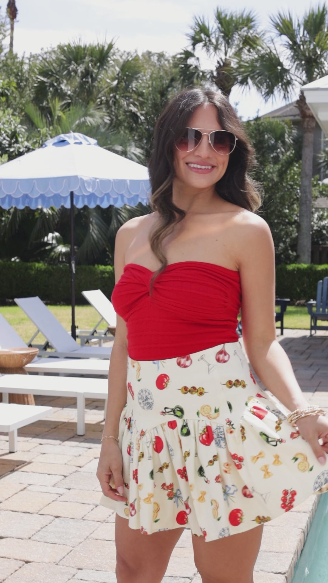 Amalfi Market Cream Print Mini Skirt