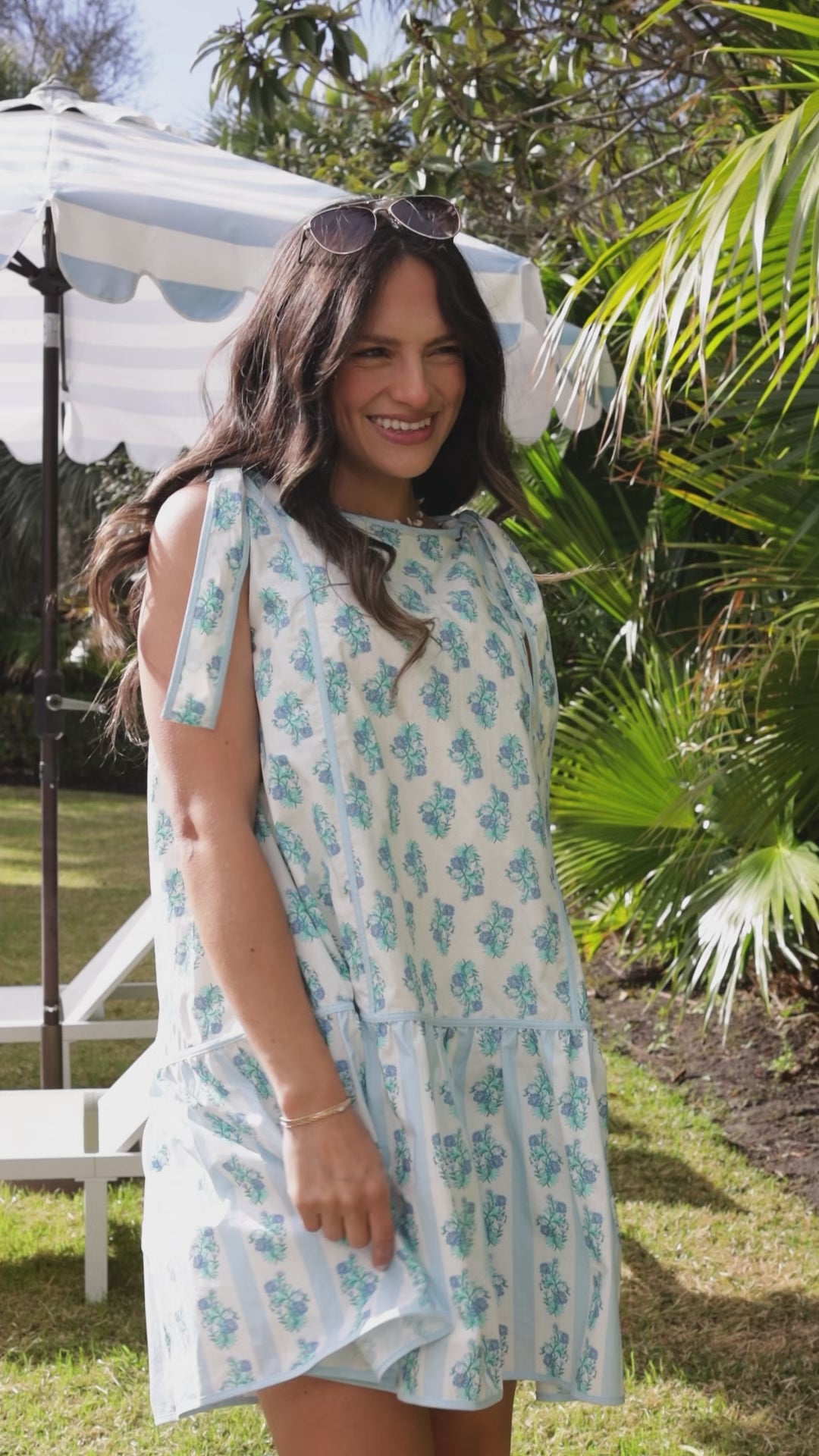 Coastal Bloom Light Blue Floral Mini Dress