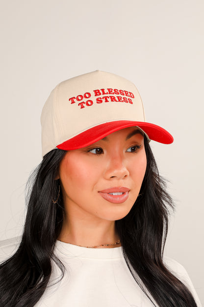 Too Blessed To Stress Embroidered Hat