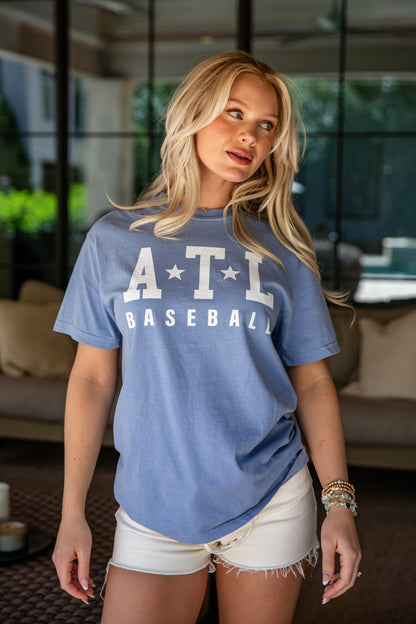 Light Blue ATL Baseball Star Tee