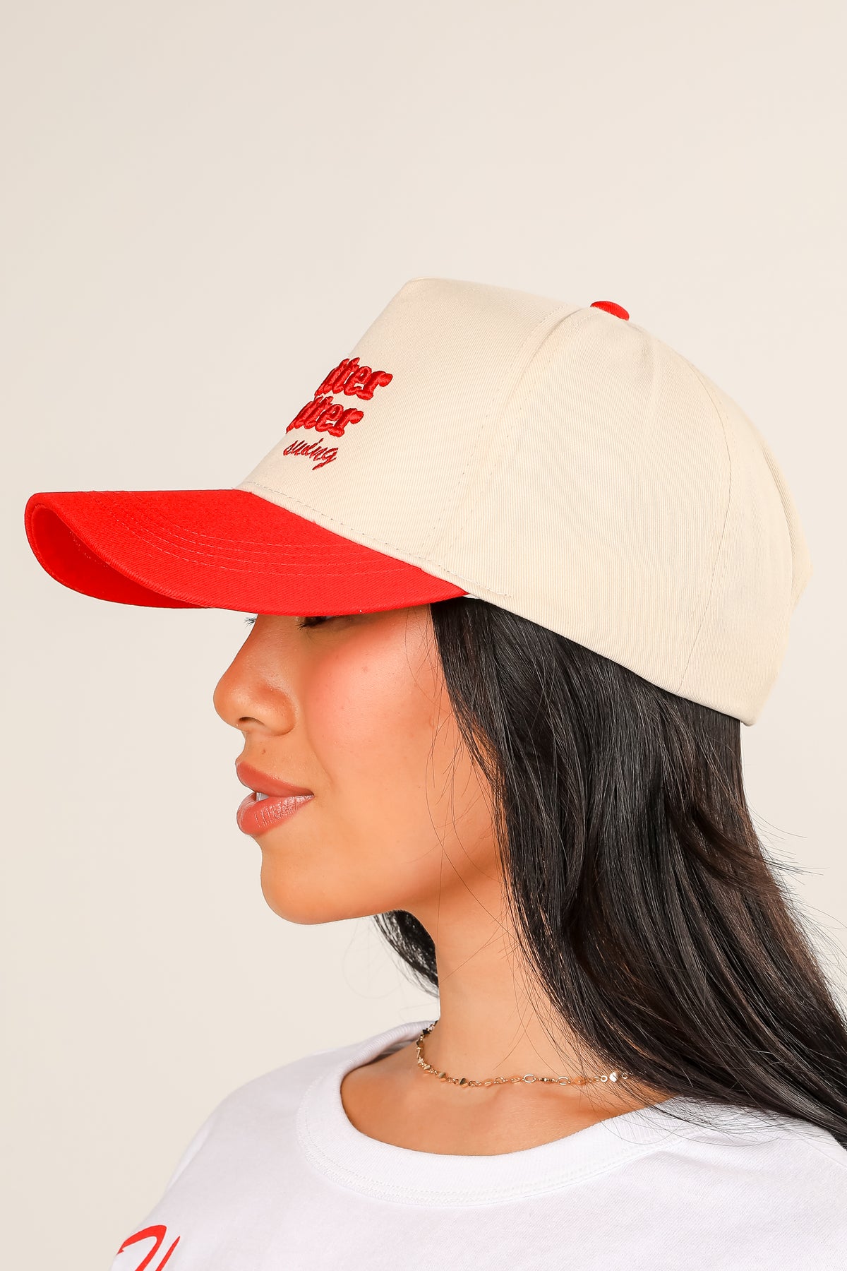 Red Hey Batter Batter Swing Embroidered Hat