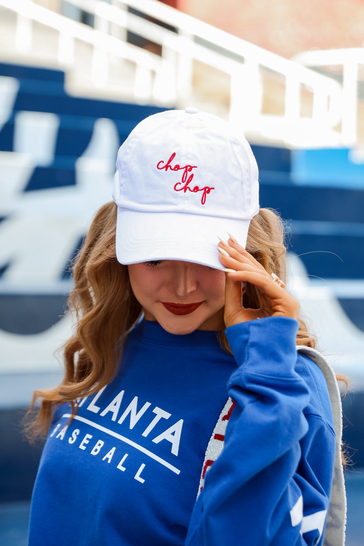 Red Chop Chop Script Embroidered Hat