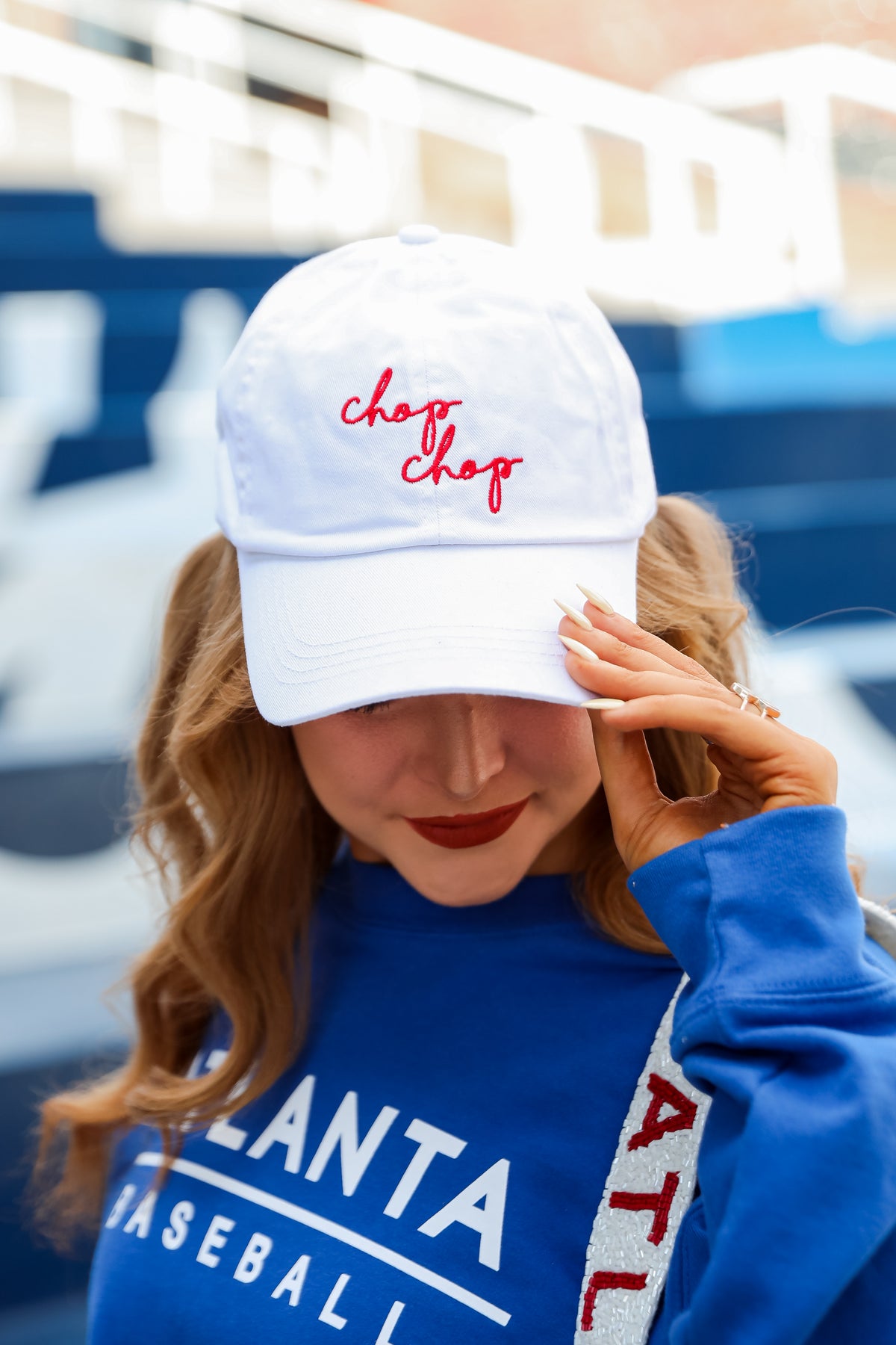 Red Chop Chop Script Embroidered Hat