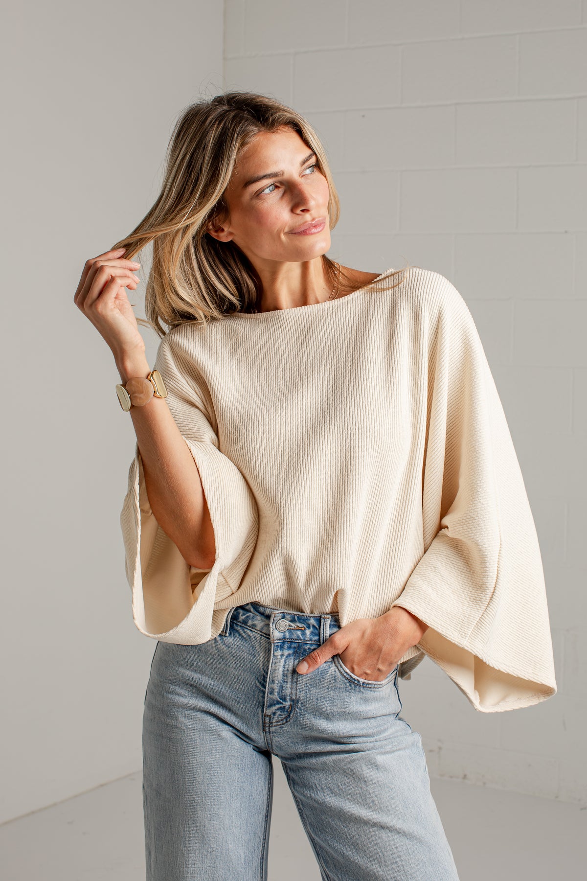 Nothing But Ease Cream Relaxed Knit Top