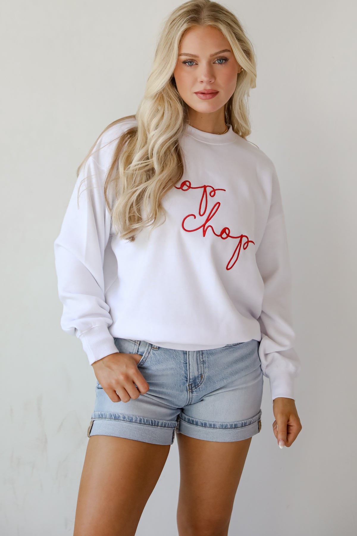 Chop Chop Script Embroidered Sweatshirt