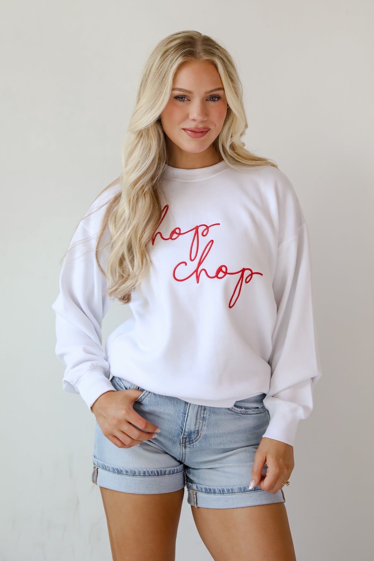 Chop Chop Script Embroidered Sweatshirt