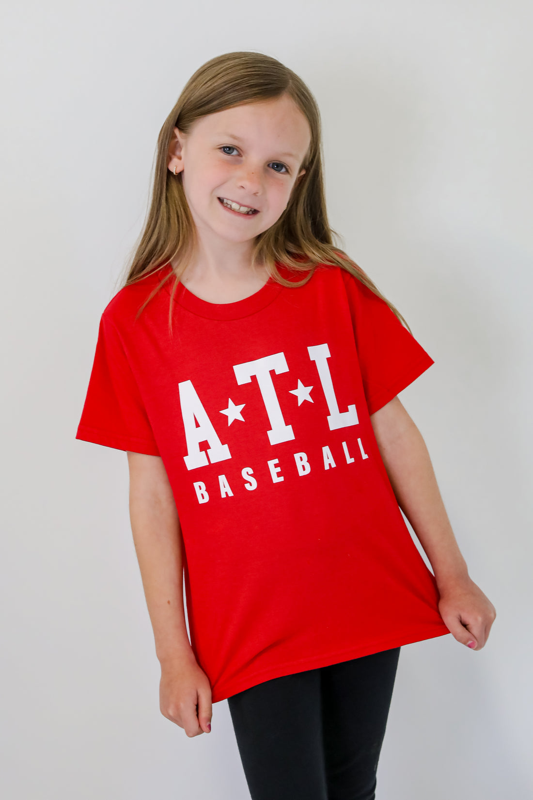 Youth Red ATL Star Baseball Tee