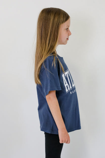 Youth Denim Atlanta Baseball Block Letter Tee