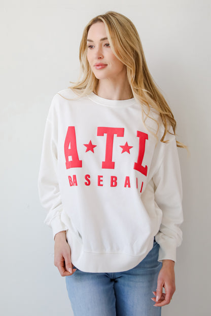 White ATL Baseball Star Sweatshirt