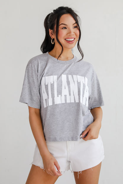 Heather Grey/White Atlanta Cropped Tee