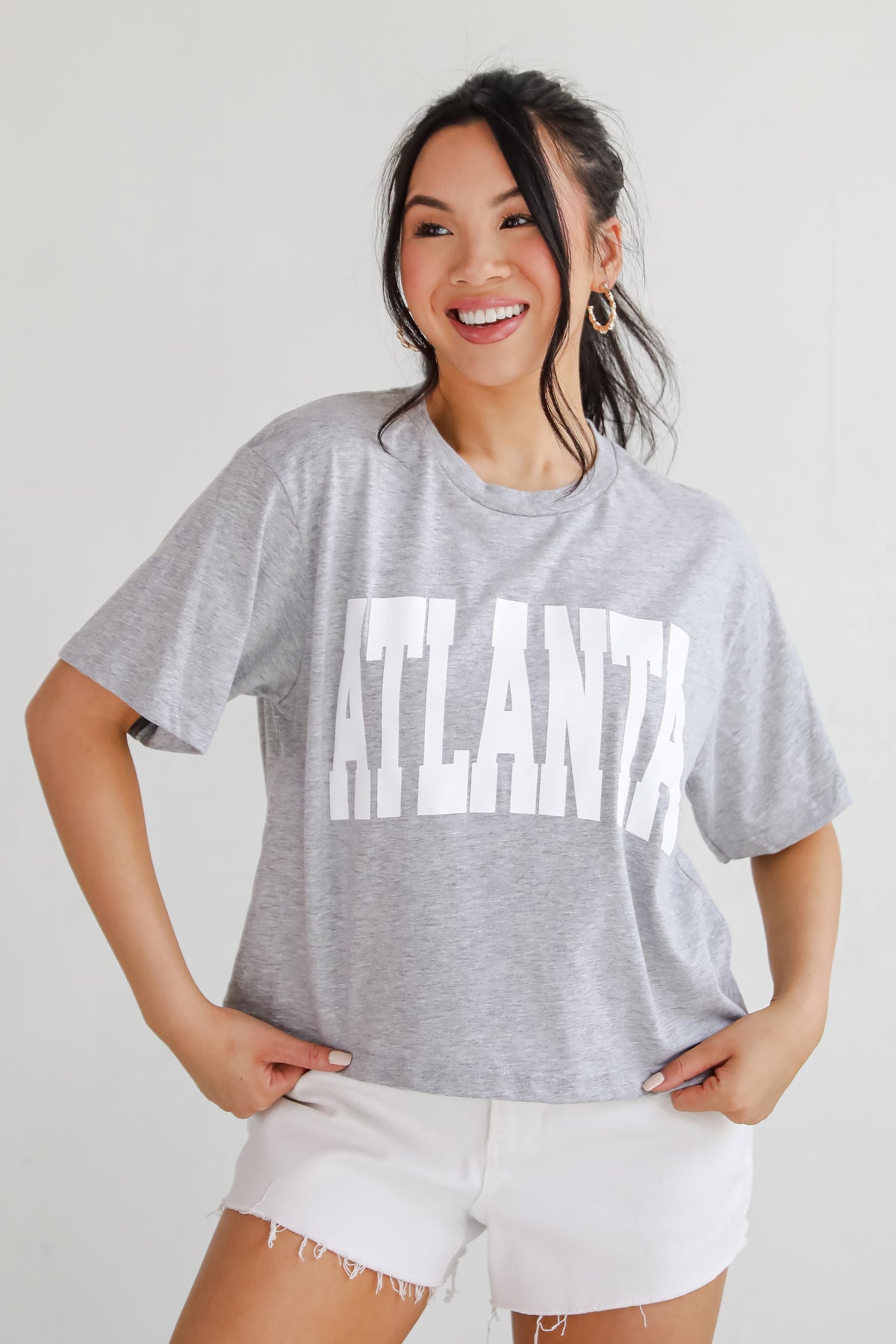 Heather Grey/White Atlanta Cropped Tee