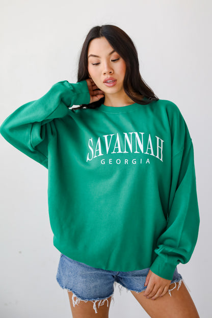 Green Savannah Georgia Block Letter Sweatshirt
