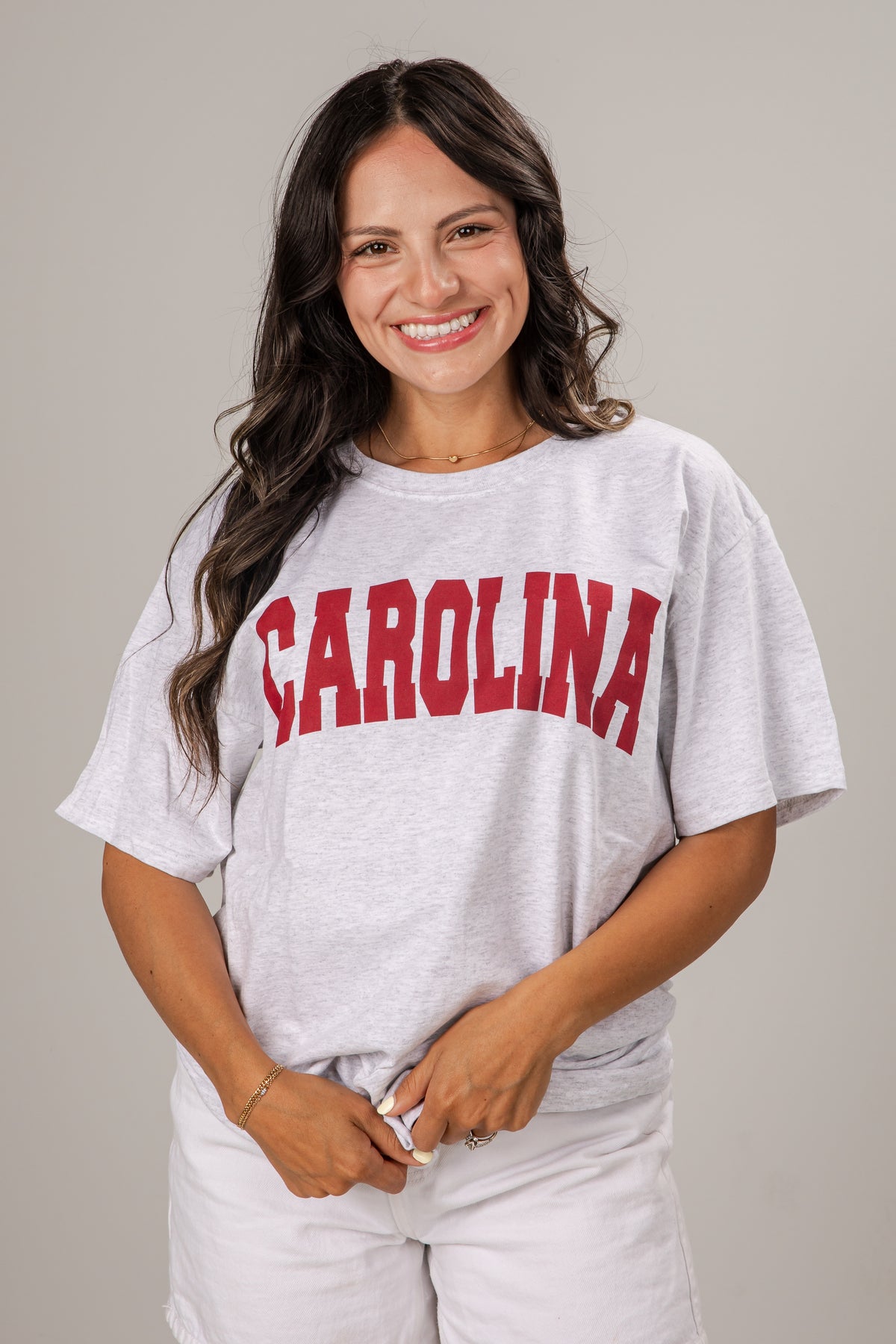 Woman wearing a white &