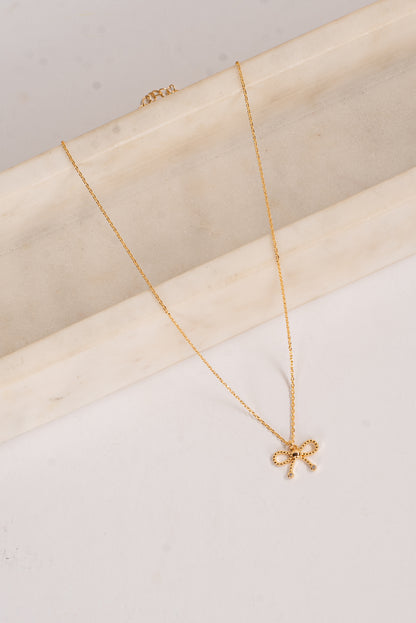 Marissa Gold Bow Charm Necklace