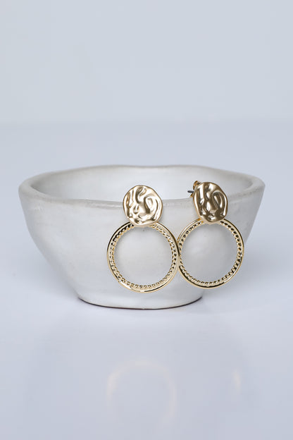 Ruby Gold Circle Drop Earrings