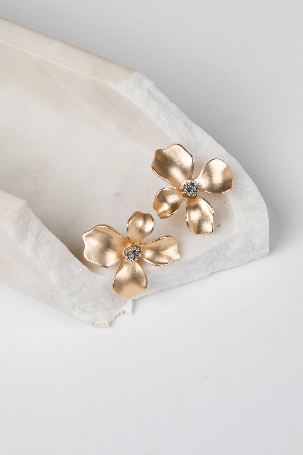 FINAL SALE - Audrey Gold Flower Stud Earrings