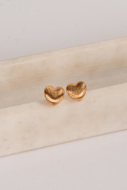 Camryn Gold Heart Stud Earrings