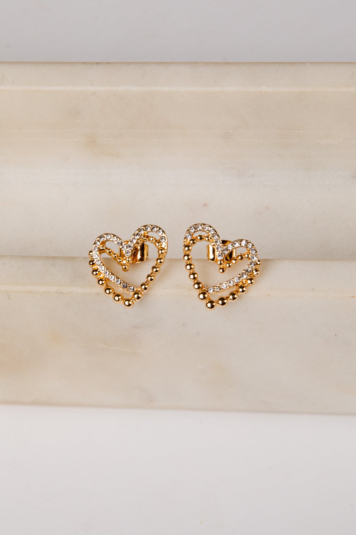 Skye Gold Heart Stud Earrings