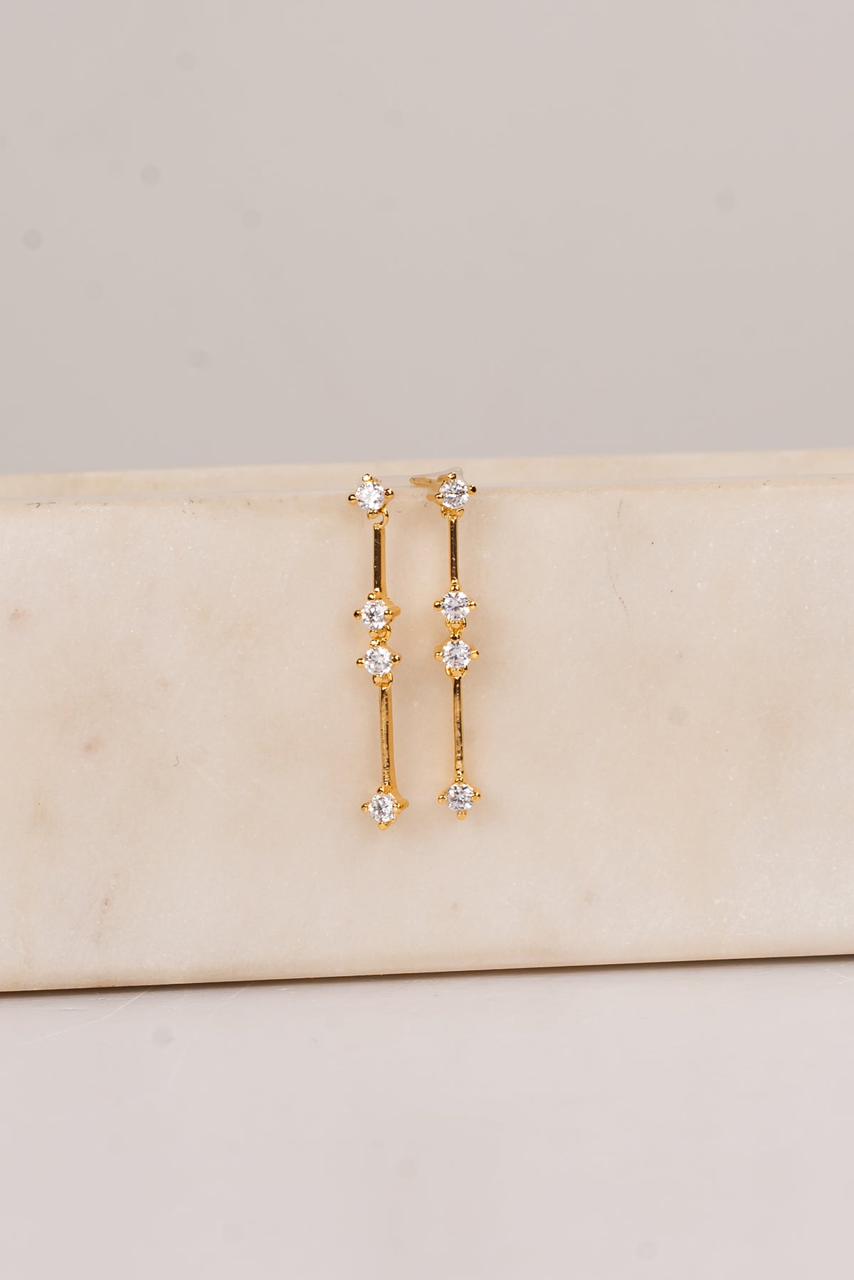 Sara Gold Rhinestone Drop Earrings