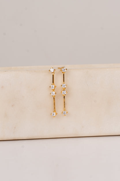 Sara Gold Rhinestone Drop Earrings