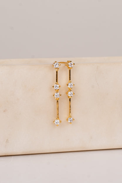 Sara Gold Rhinestone Drop Earrings