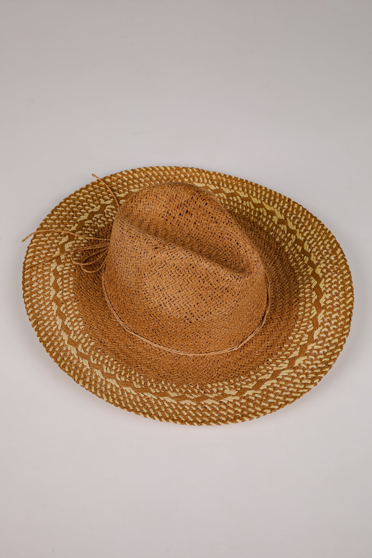 Heading Seaside Khaki Straw Fedora Wide Brim Hat