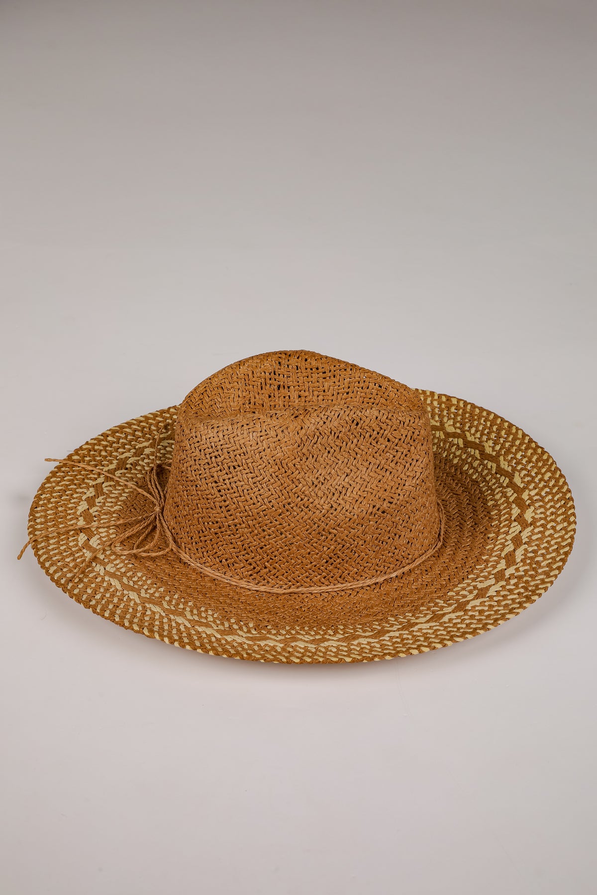 Heading Seaside Khaki Straw Fedora Wide Brim Hat