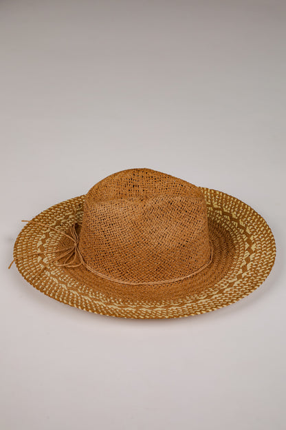 Heading Seaside Khaki Straw Fedora Wide Brim Hat
