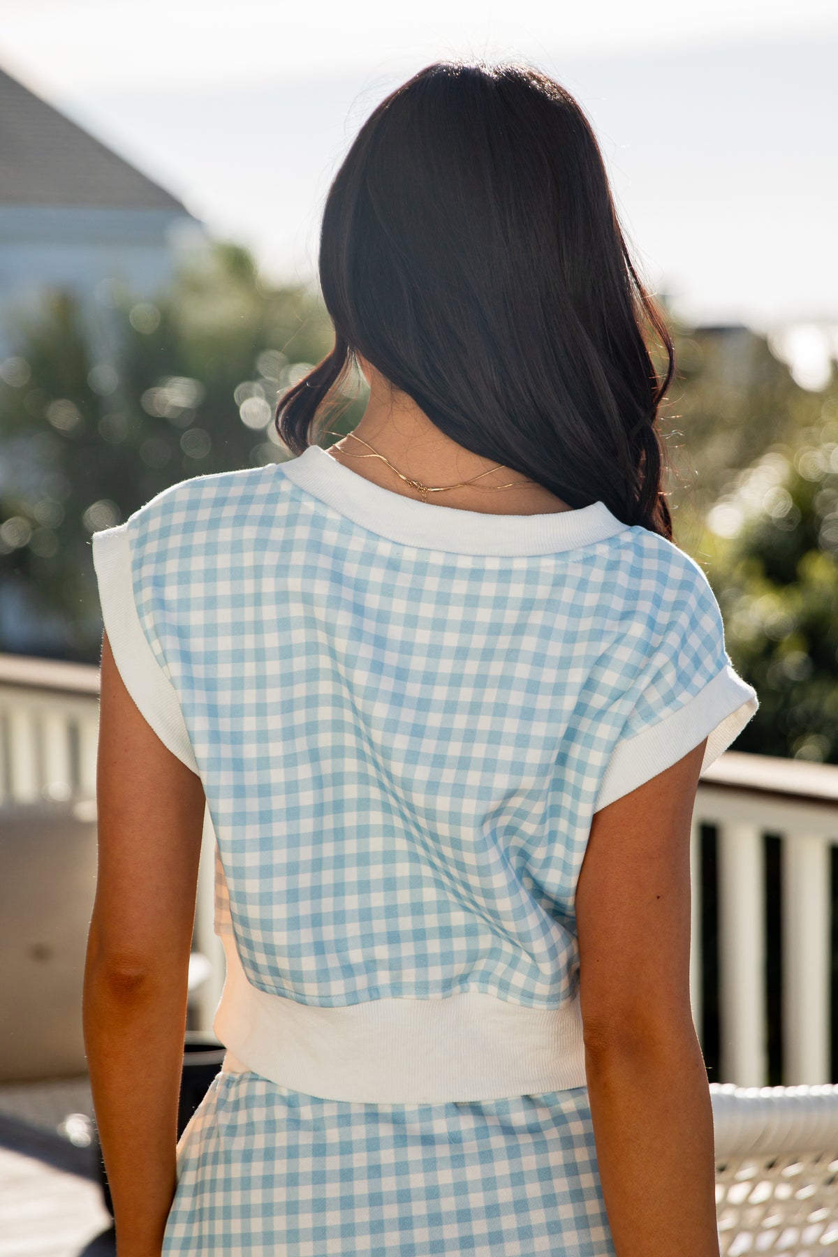 FINAL SALE - On The Move Light Blue Gingham Tank