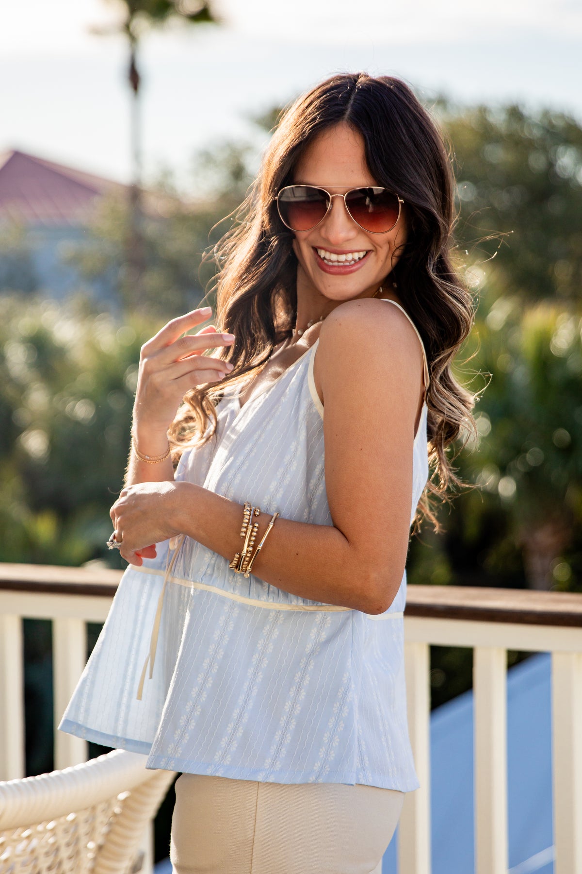 FINAL SALE - Freshly Picked Peplum Light Blue Tank Top