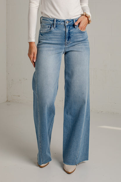 Maddi Medium Wash High Rise Wide Leg Jeans