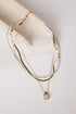 Gold and mint layered necklace with pendant