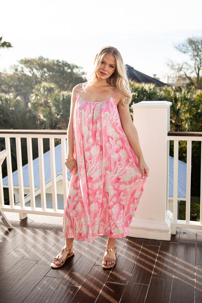 FINAL SALE - Pink Mirage Abstract Print Maxi Dress