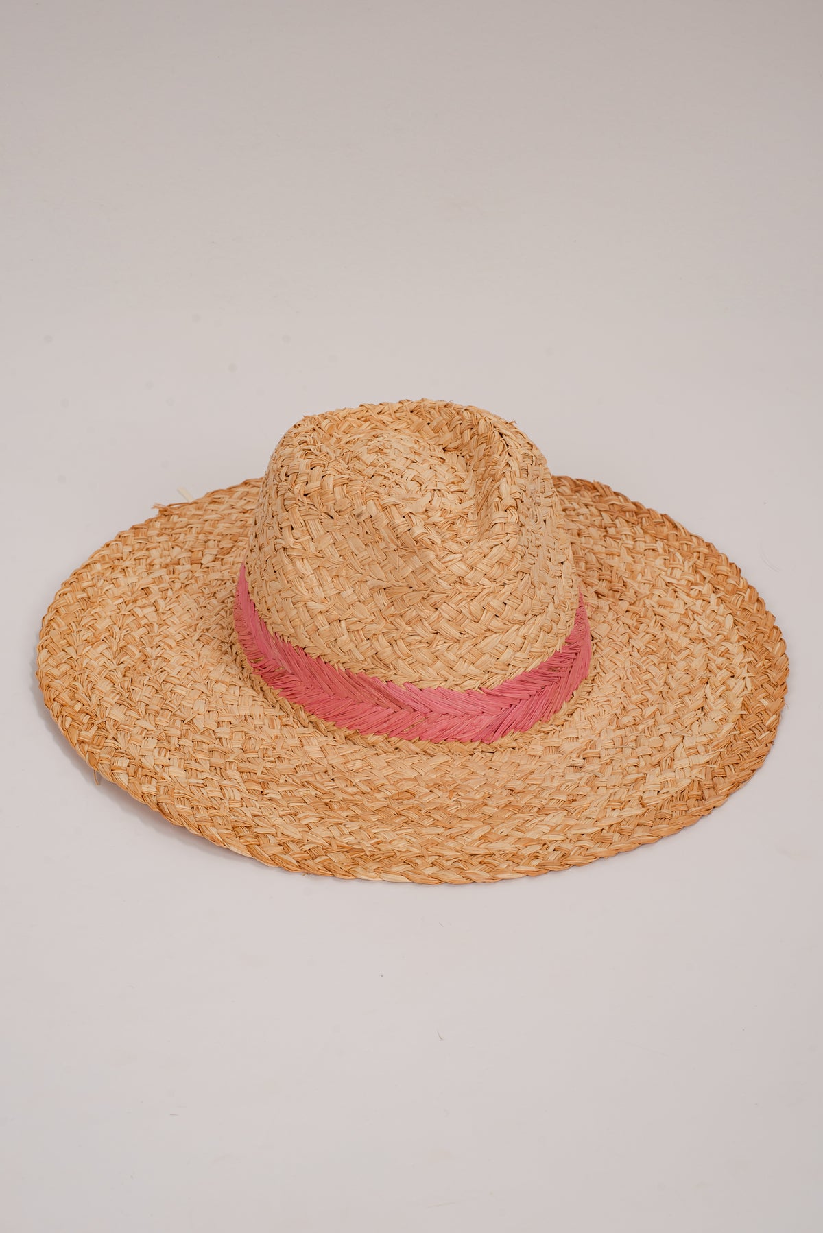 Palm Beach Pink Straw Fedora Wide Brim Hat