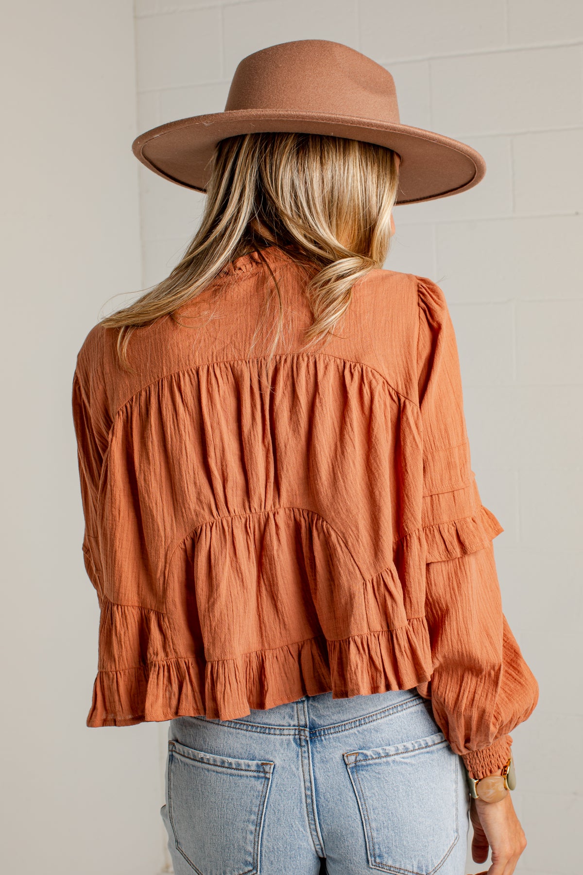 Sweet Little Details Ruffle Button Up Blouse